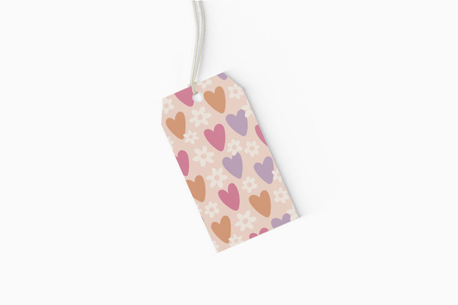 Retro Daisy Heart Gift Tags - Set of 10