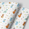 Wrapping Paper with Woodland animals celebrating a birthday Party