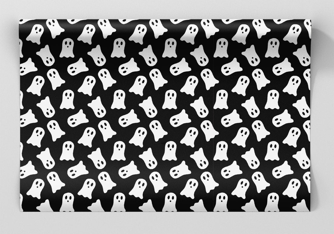 Bedsheet Ghosts on Black Wrapping Paper Alexander's 