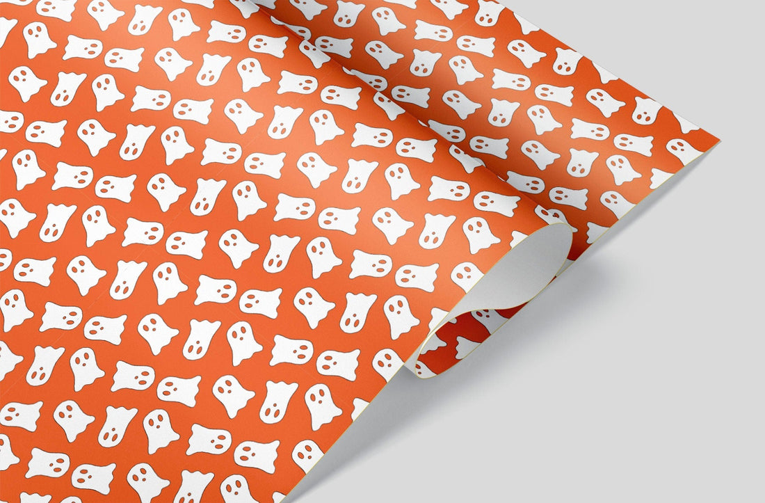 Bedsheet Ghosts on Orange Wrapping Paper Alexander's 