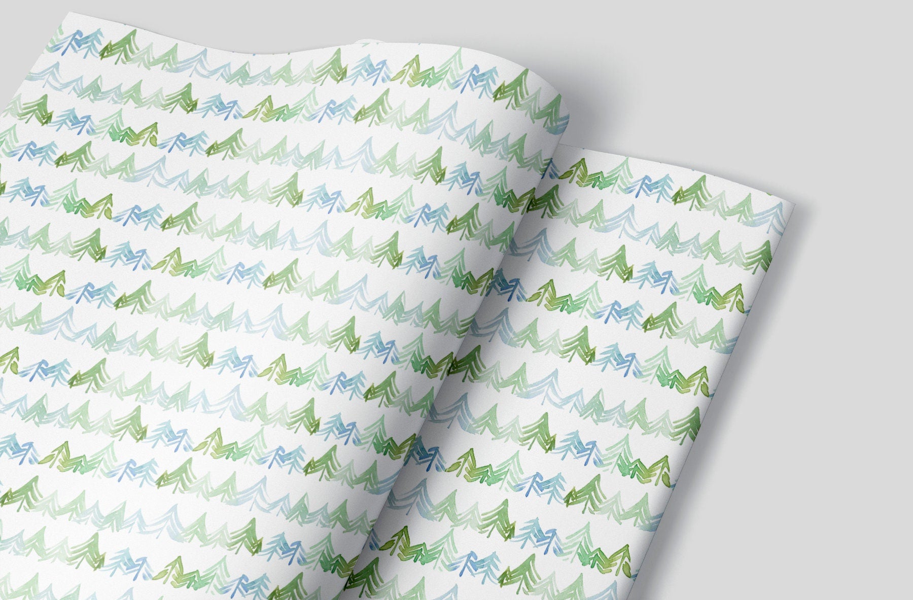 Blue Watercolor Painted Trees Wrapping Paper Alexander&#39;s 