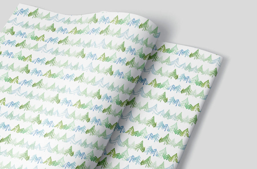 Blue Watercolor Painted Trees Wrapping Paper Alexander's 