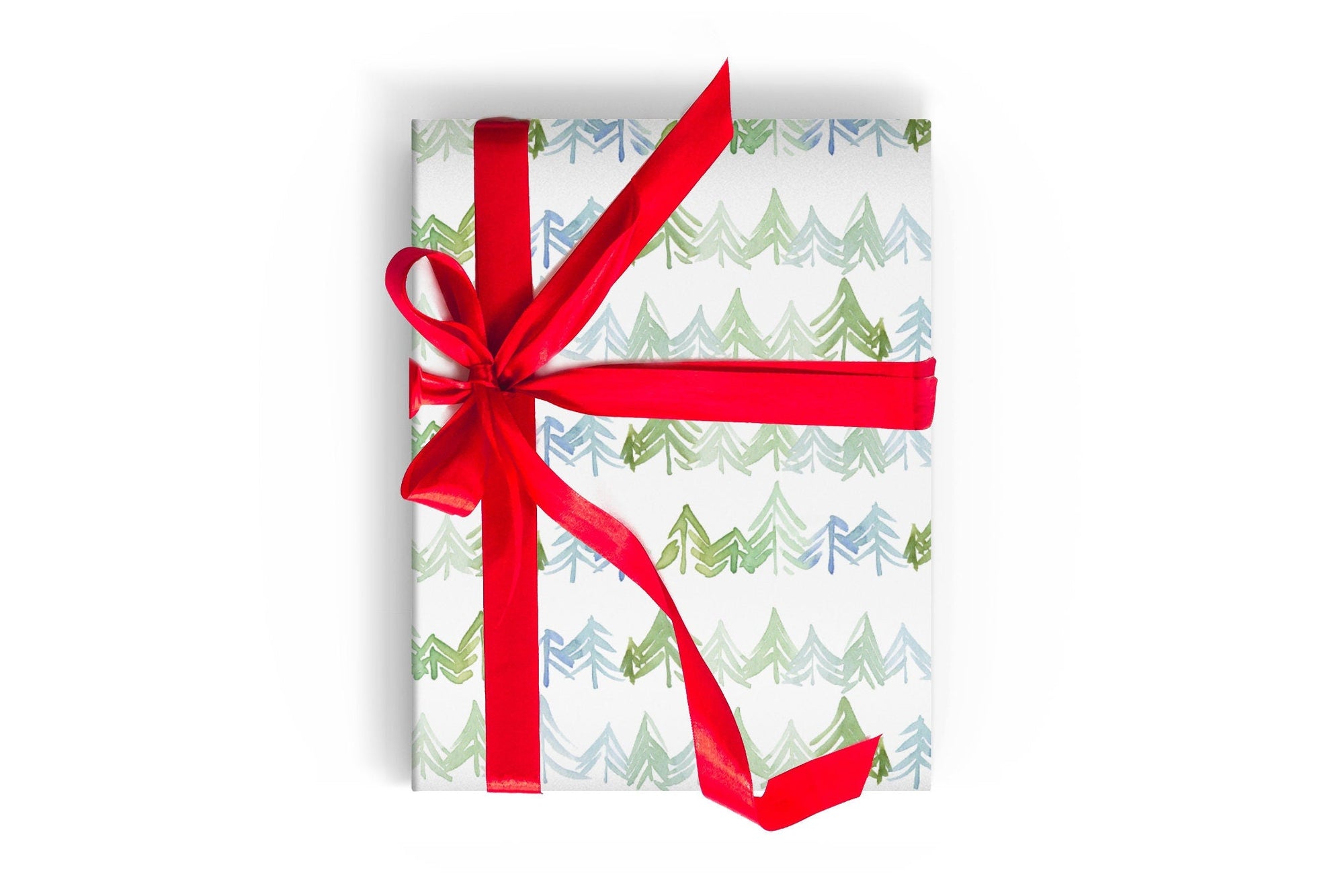 Blue Watercolor Painted Trees Wrapping Paper Alexander&#39;s 
