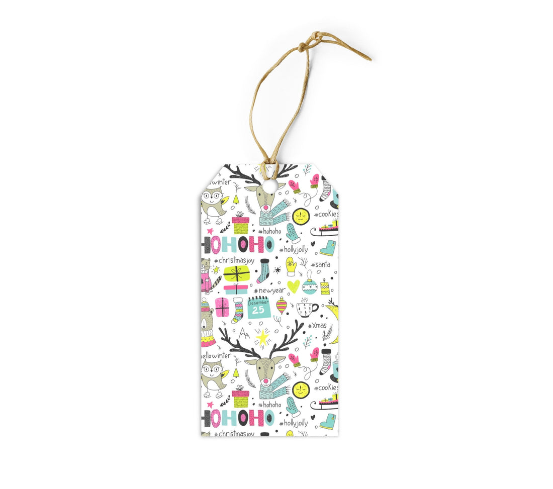 Boho Christmas Animals Gift Tags - Set of 10 Gift Tags & Labels Violagrace-174 