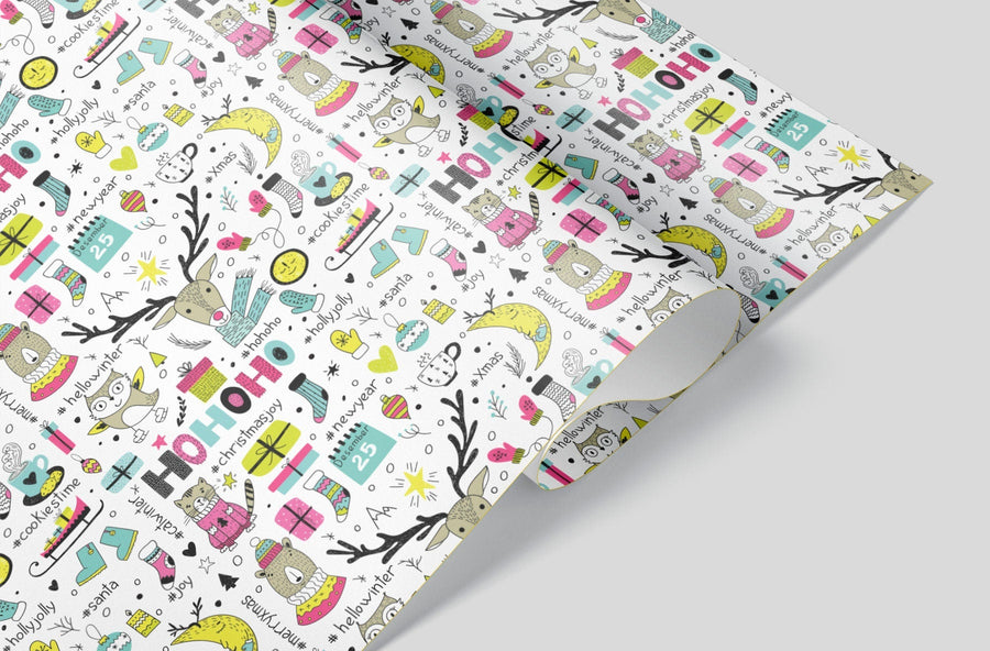 Boho Christmas Animals Wrapping Paper Alexander's 