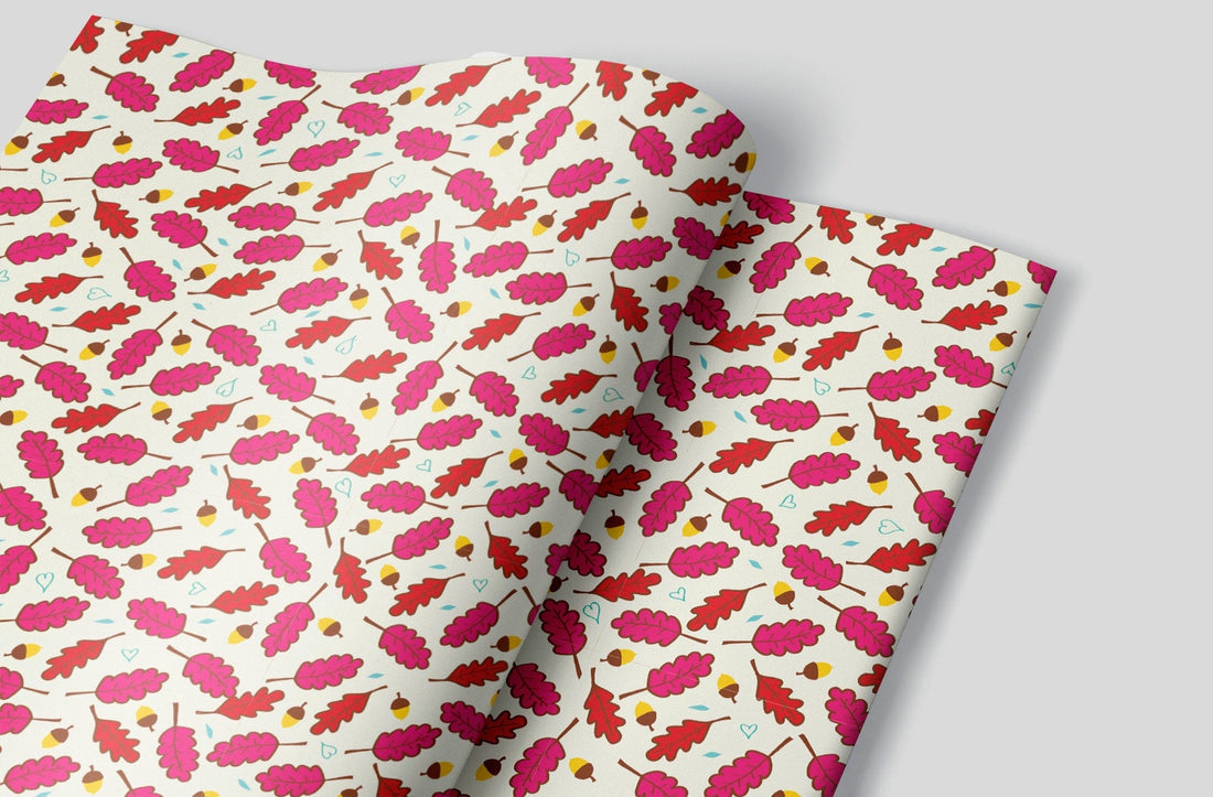 Bright Pink Fall Leaves Wrapping Paper Alexander's 
