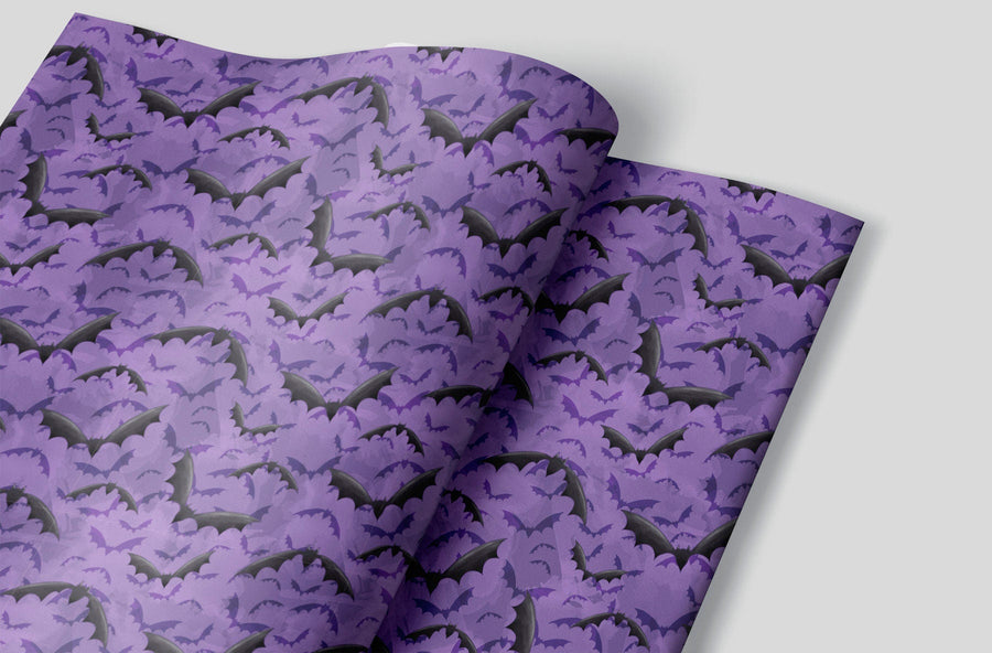 Cauldron of Bats on Purple Wrapping Paper Alexander's 