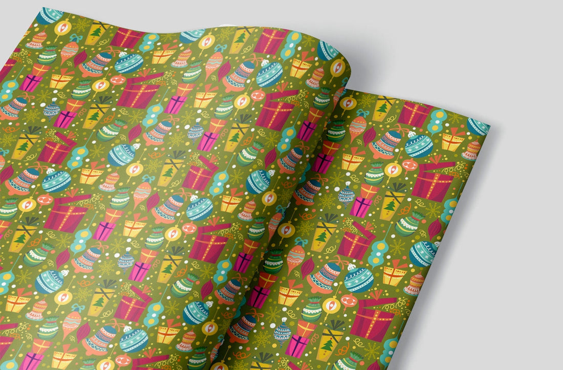 Christmas Presents on Green - Wrapping Paper for Gifts - Viola Grace