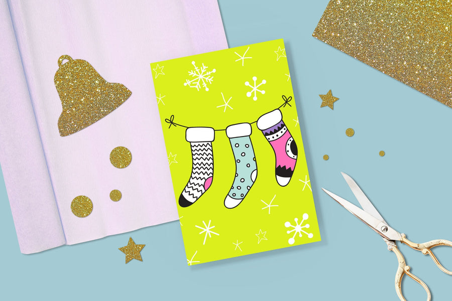 Christmas Stockings Greeting Card Violagrace-174 