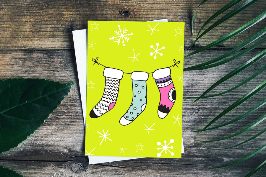 Christmas Stockings Greeting Card Violagrace-174 