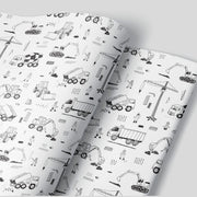 Construction Site Sketch Wrapping Paper Alexander's 
