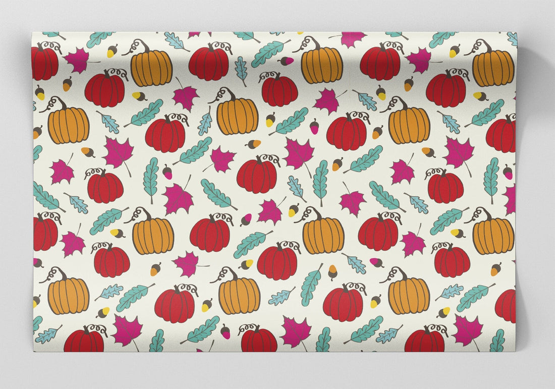 Fall Leaves & Pumpkins Wrapping Paper Alexander's 