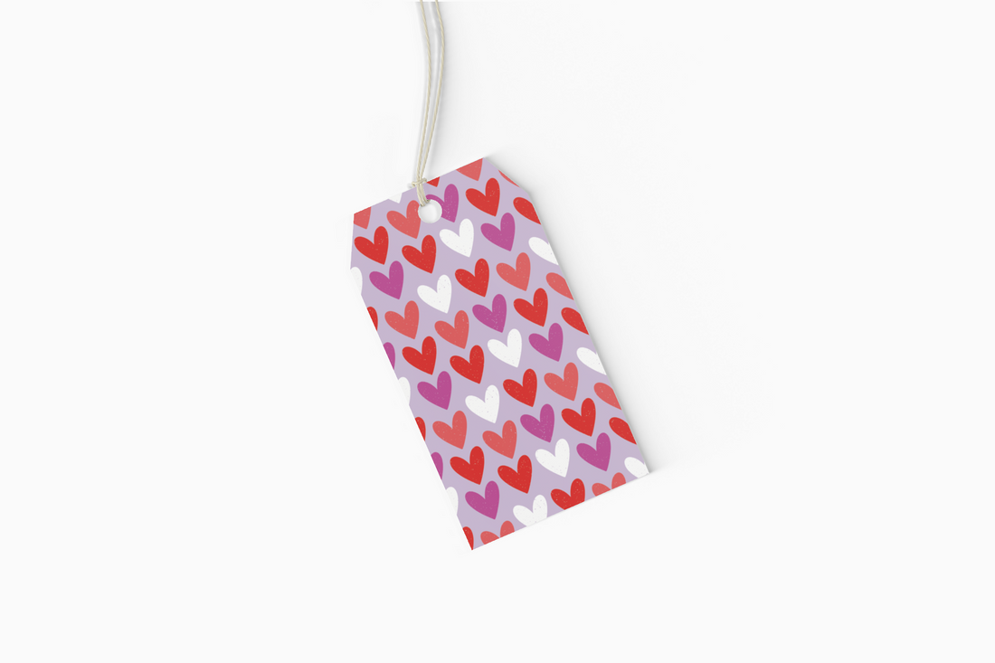 Hearts on Purple Gift Tags - Set of 10