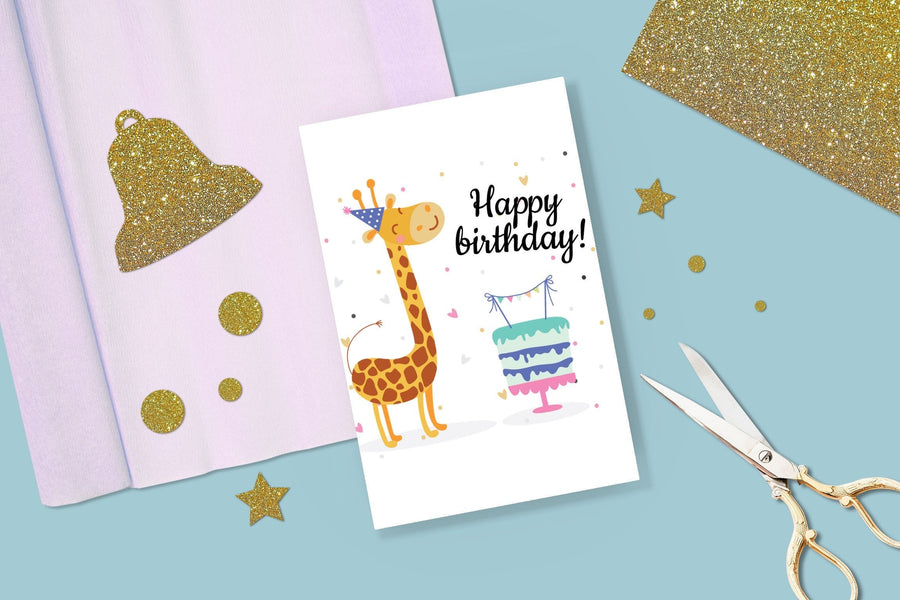 Giraffe Happy Birthday Greeting Card Violagrace-174 