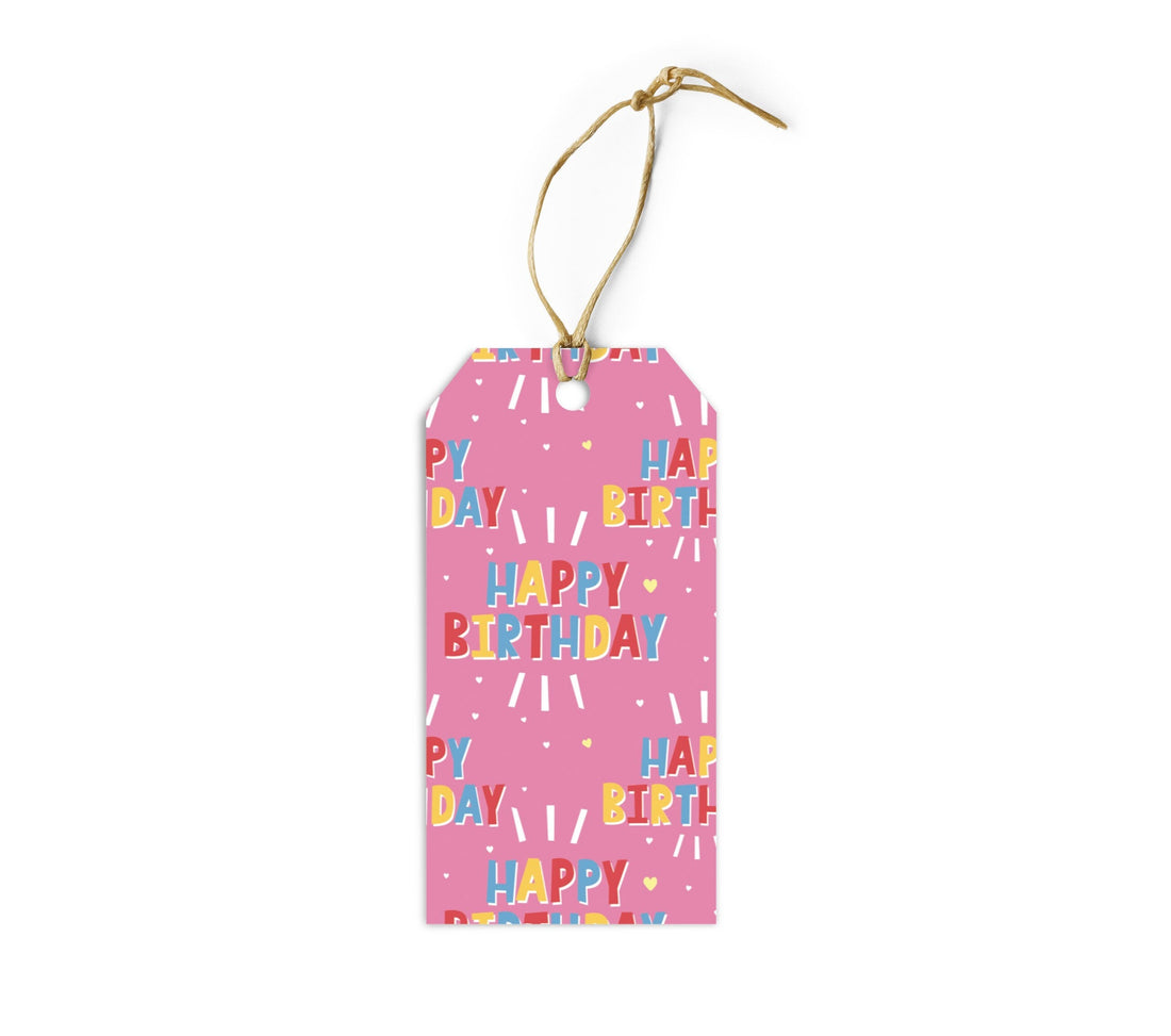 Happy Birthday On Pink Gift Tags - Set of 10 Gift Tags & Labels Violagrace-174 