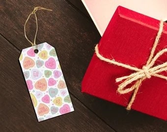 Conversation Hearts Gift Tags - Set of 10 tags