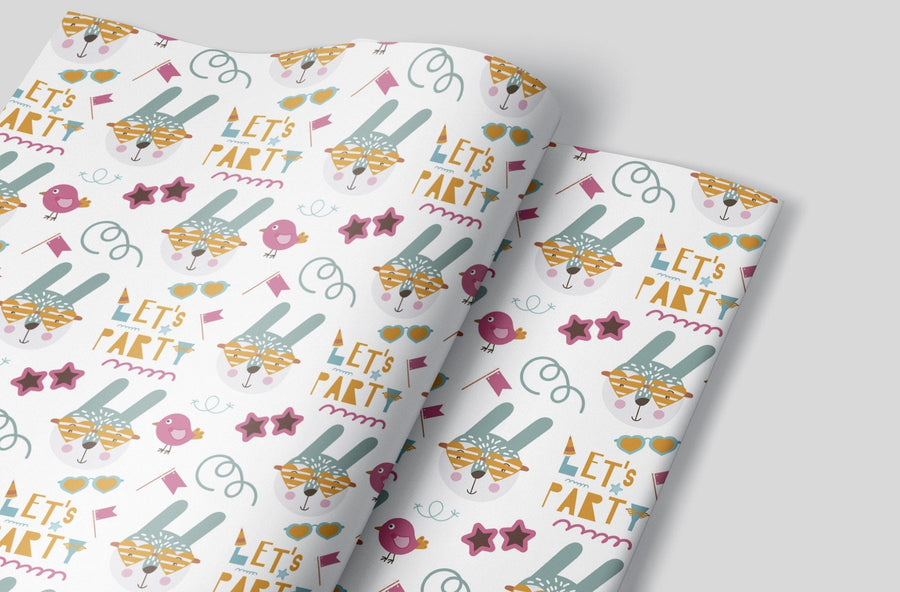 Let's Partay Wrapping Paper Sheets for Birthday Party GIfts