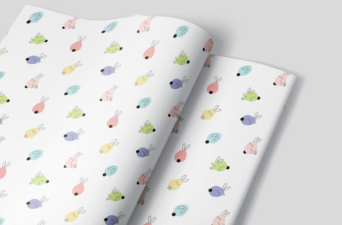 Pastel Easter Bunny Wrapping Paper Sheets Animal Party Gift