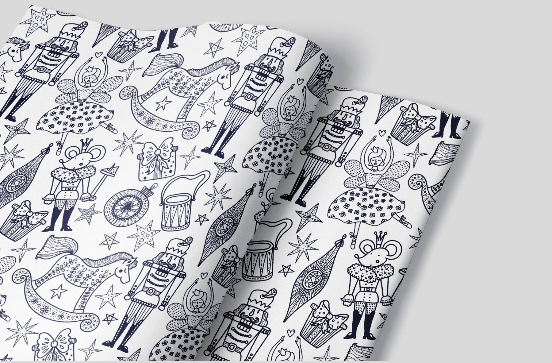 Marching Nutcracker Sketch Wrapping Paper Alexander&#39;s 