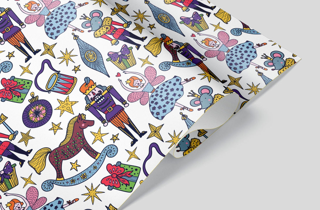 March of the Nutcracker Scene Printed on a sheet of wrapping paper