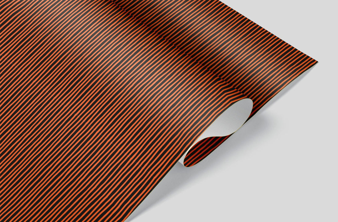 Orange and Black Stripes Wrapping Paper Alexander's 