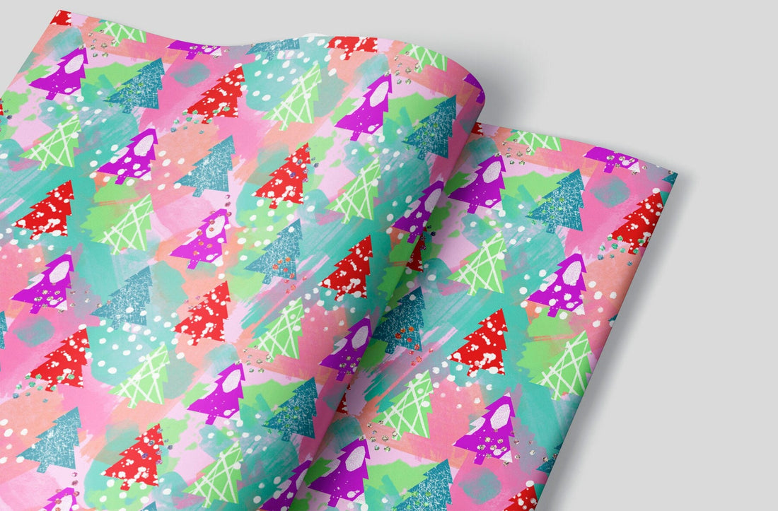 Painted Christmas Trees Wrapping Paper Alexander's 