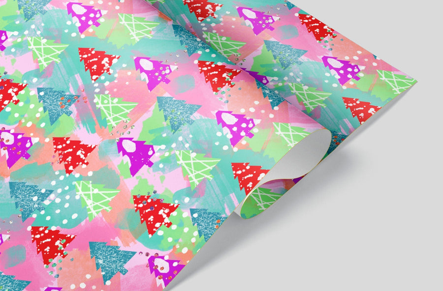 Painted Christmas Trees Wrapping Paper Alexander's 