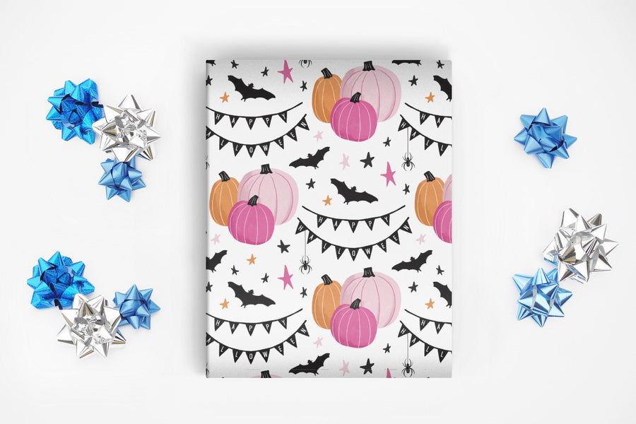 Pink Pumpkin Trio Wrapping Paper Alexander's 