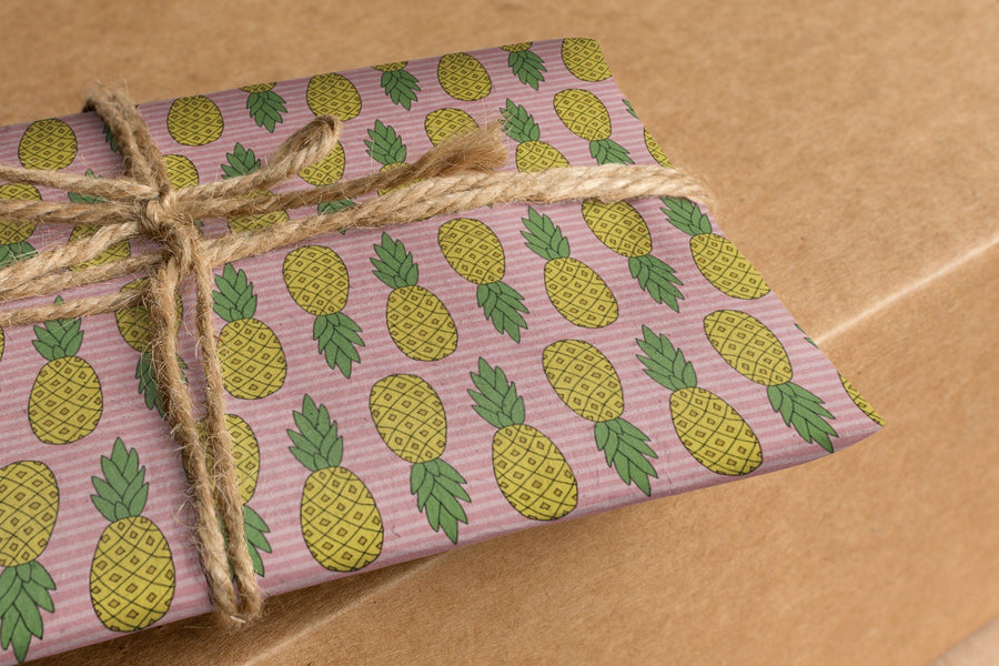 Pink Stripe Pineapples Gift Wrapping Alexander's 
