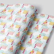 Sleds at the North Pole in Pink Wrapping Paper Alexander's 