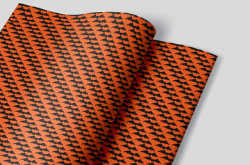 Orange wrapping paper with black bats