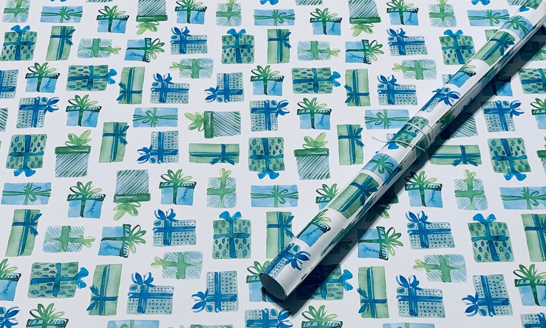 Watercolor Christmas Presents Wrapping Paper Alexander's 