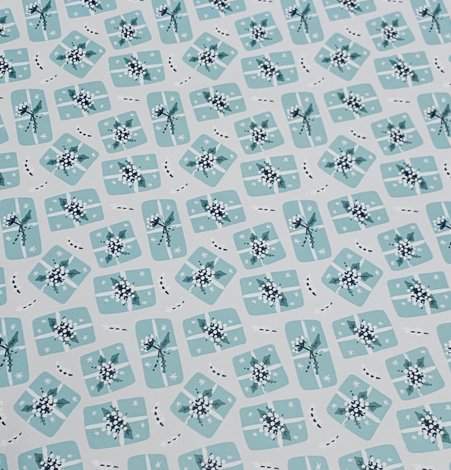 Winter Wedding in Teal Wrapping Paper Alexander's 