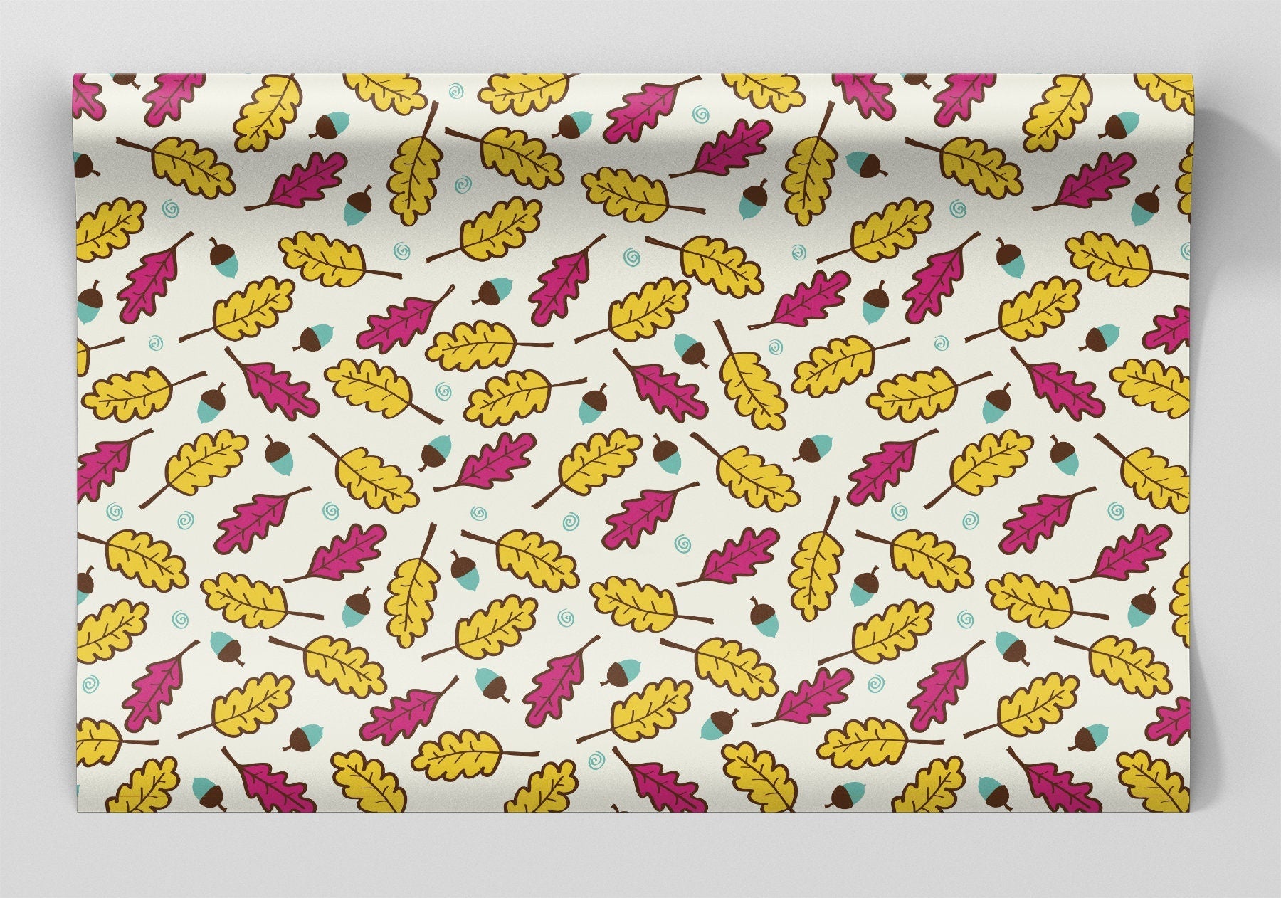 Yellow &amp; Pink Fall Leaves Wrapping Paper Alexander&#39;s 