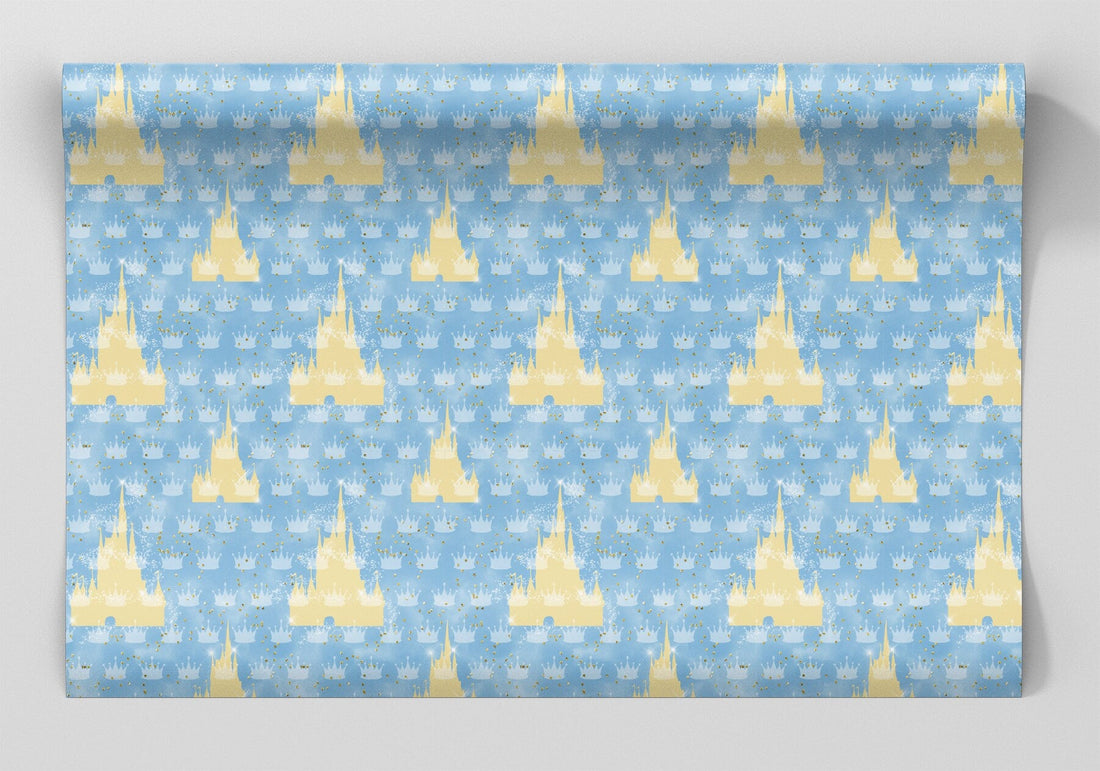 Yellow Princess Castles Wrapping Paper Alexander's 