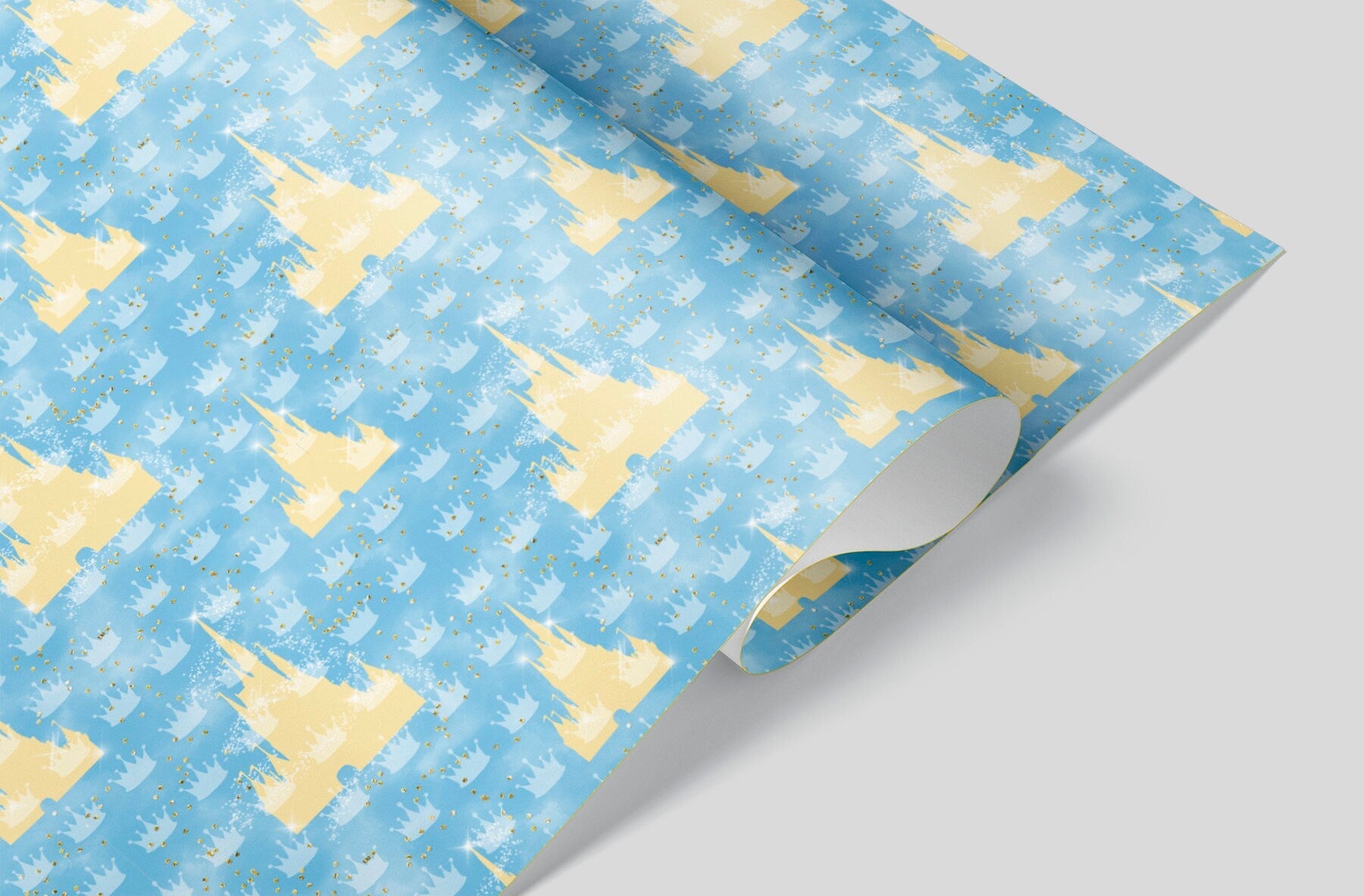 Yellow Princess Castles Wrapping Paper Alexander&#39;s 